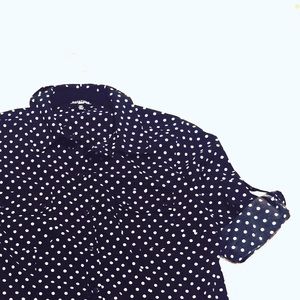 Black & White Polkas Button Down Short Sleeves, MP